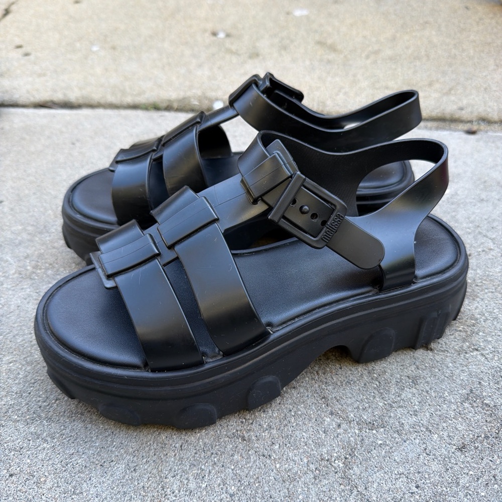 Melissa black platform sandals